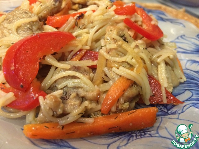 Вермишель с овощами и мясом