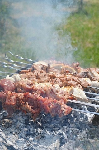 Pork shish kebab with soy sauce and spices