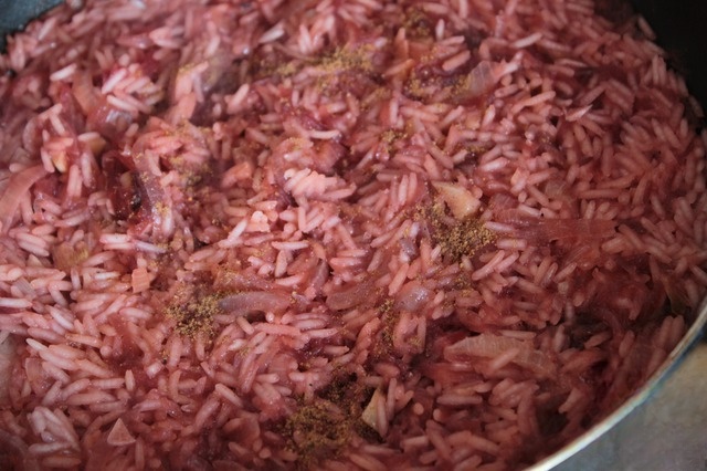 Beet risotto