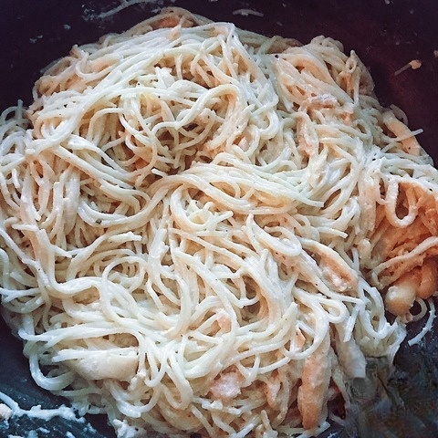 Creamy pasta with squid