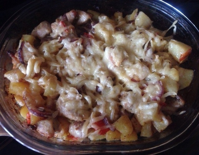 Chicken with potatoes with special sauce