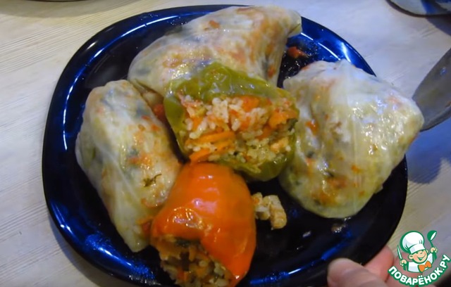 Cabbage rolls and stuffed peppers