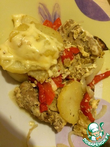 Pork with potatoes baked in the oven