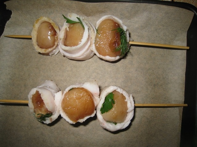 Шашлычки куриные с беконом