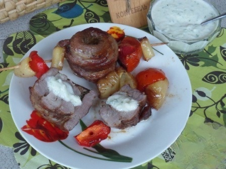 Rosette of pork with sauce 