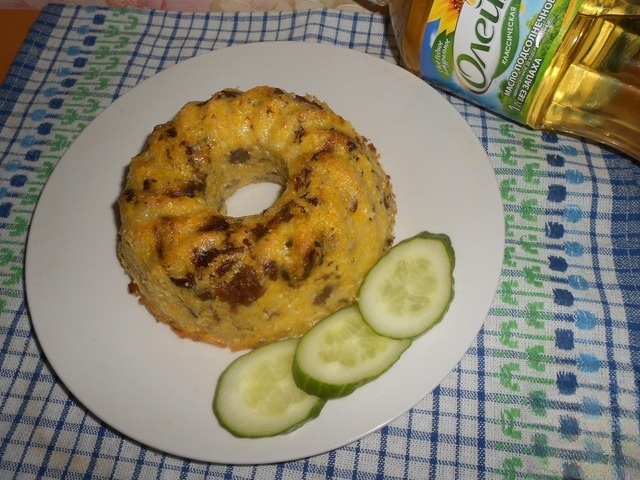 Запеченная кукурузная каша с грибами