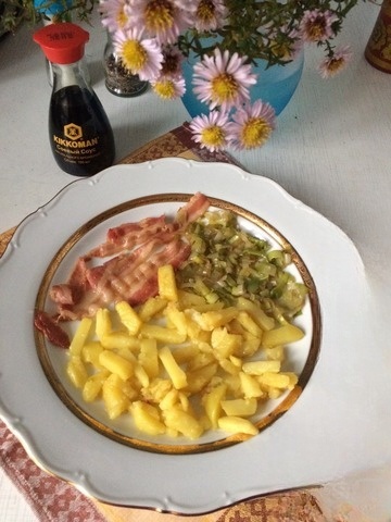 Roasted potatoes with leeks