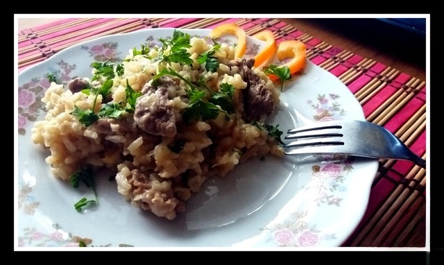 Brown rice with beef