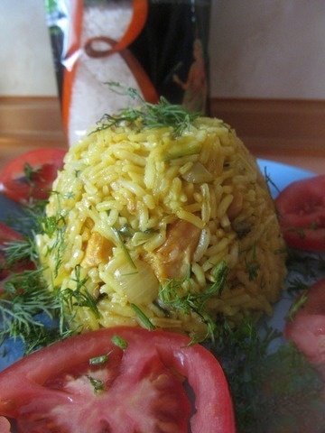 Risotto with vegetables and turmeric