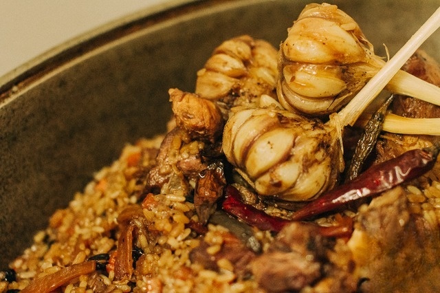 Pilaf with lamb and chicken