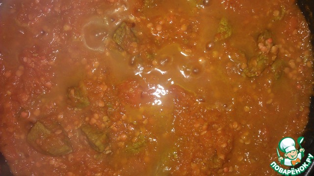 Мясное рагу с тыквой и чечевицей